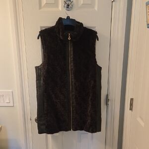 Marc New York Chocolate Brown Faux Fur Vest, Size L (0913)